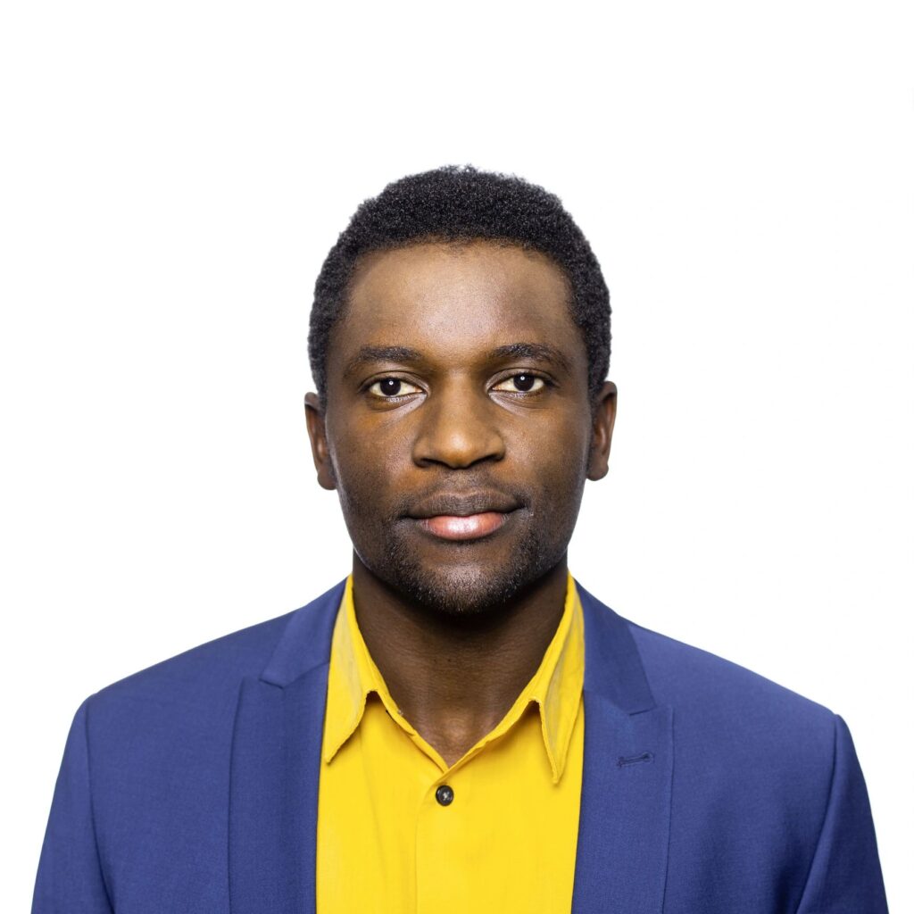 Portrait of a young african man on white background